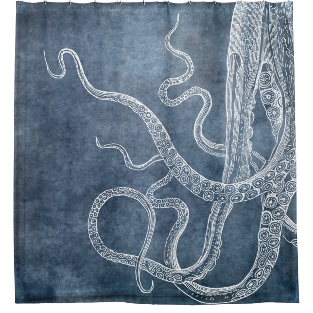 Octopus - Twilight Blue Faded Denim Watercolor Art (Front)