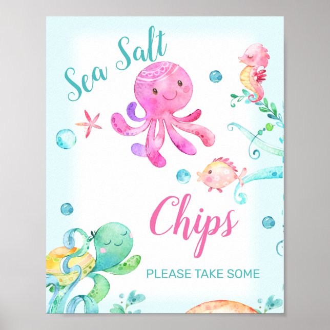 Octopus Under The Sea Creatures Birthday Sign (Front)