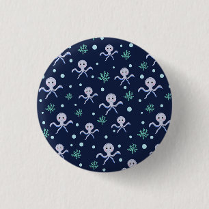 Octopus under the sea kids pattern 1 inch round button