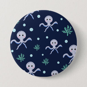 Octopus under the sea kids pattern 3 inch round button