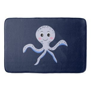 Octopus under the sea kids pattern bath mat