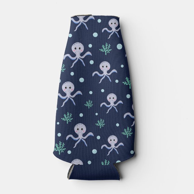 Octopus under the sea kids pattern bottle cooler (Front)