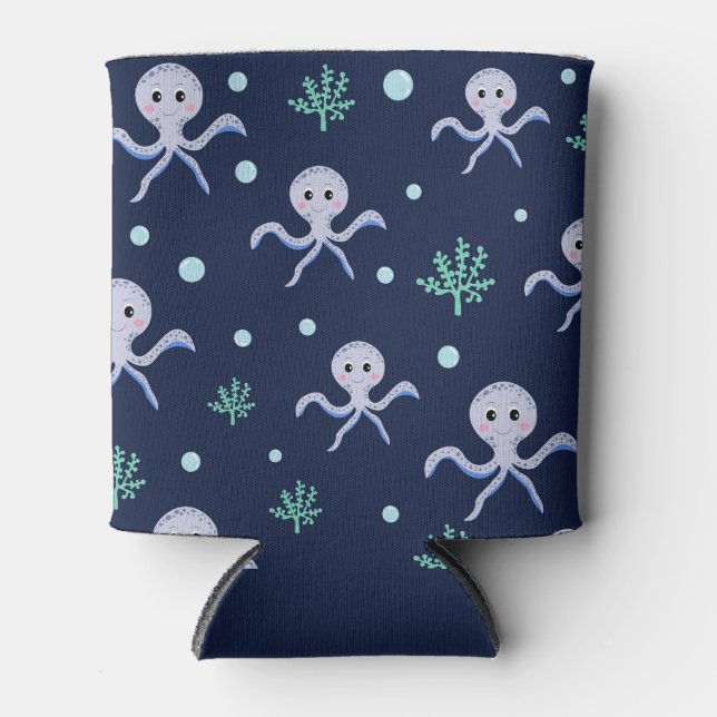 Octopus under the sea kids pattern can cooler (Front)
