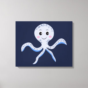 Octopus under the sea kids pattern canvas print