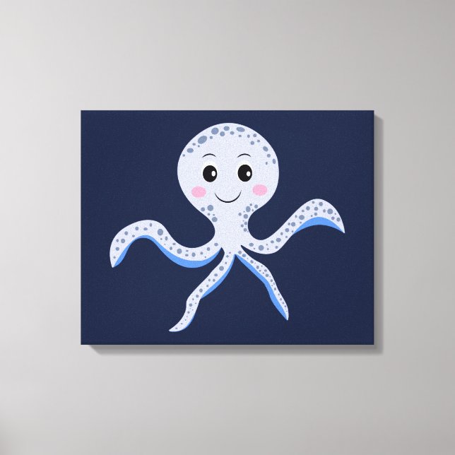 Octopus under the sea kids pattern canvas print (Front)
