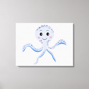 Octopus under the sea kids pattern canvas print