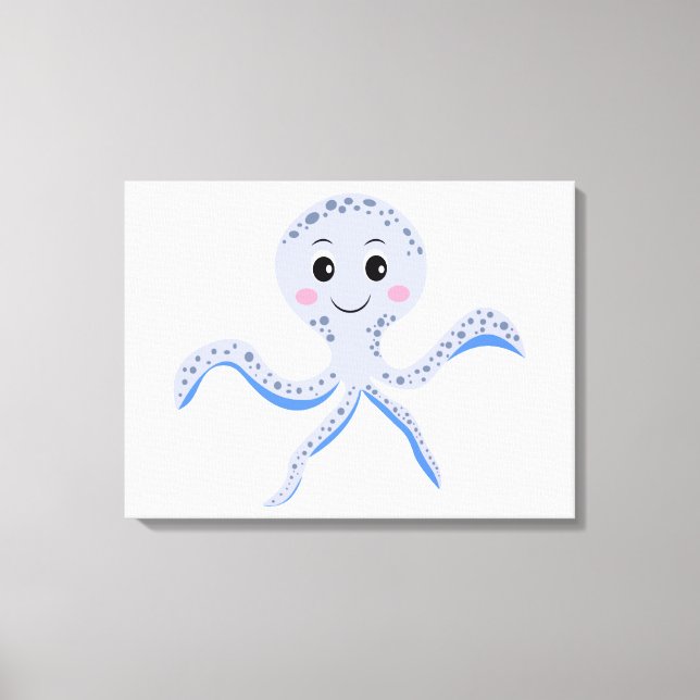 Octopus under the sea kids pattern canvas print (Front)