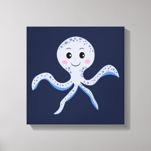 Octopus under the sea kids pattern canvas print