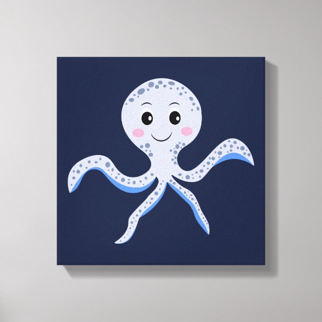 Octopus under the sea kids pattern canvas print (Front)
