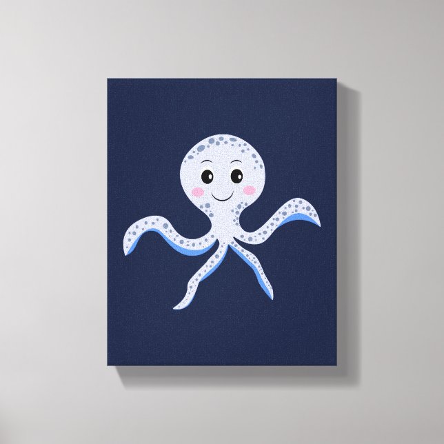 Octopus under the sea kids pattern canvas print (Front)