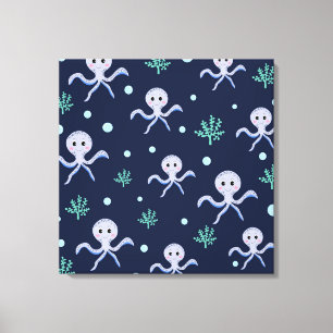 Octopus under the sea kids pattern canvas print
