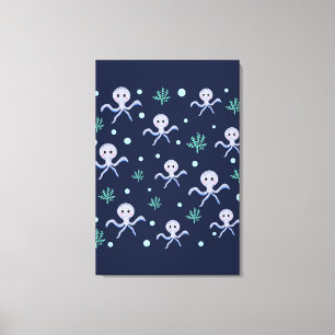 Octopus under the sea kids pattern canvas print