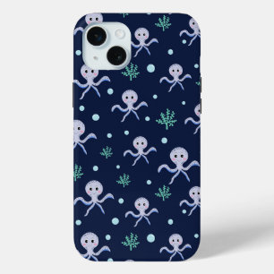 Octopus under the sea kids pattern iPhone 15 mini case