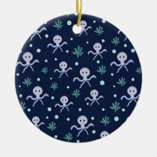 Octopus under the sea kids pattern ceramic ornament