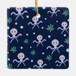 Octopus under the sea kids pattern ceramic ornament