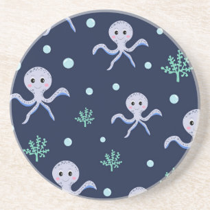 Octopus under the sea kids pattern coaster