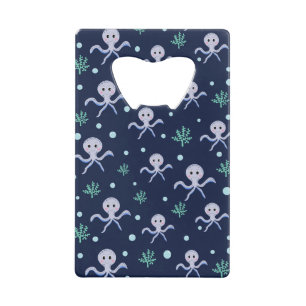 Octopus under the sea kids pattern credit card bottle opener