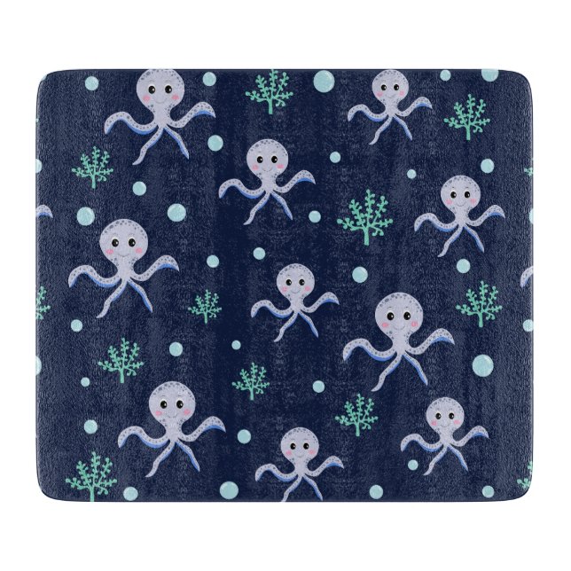 Octopus under the sea kids pattern cutting board (Front)