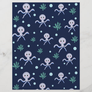 Octopus under the sea kids pattern flyer