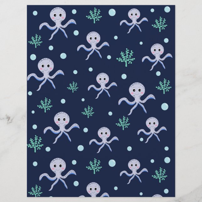 Octopus under the sea kids pattern flyer (Front)