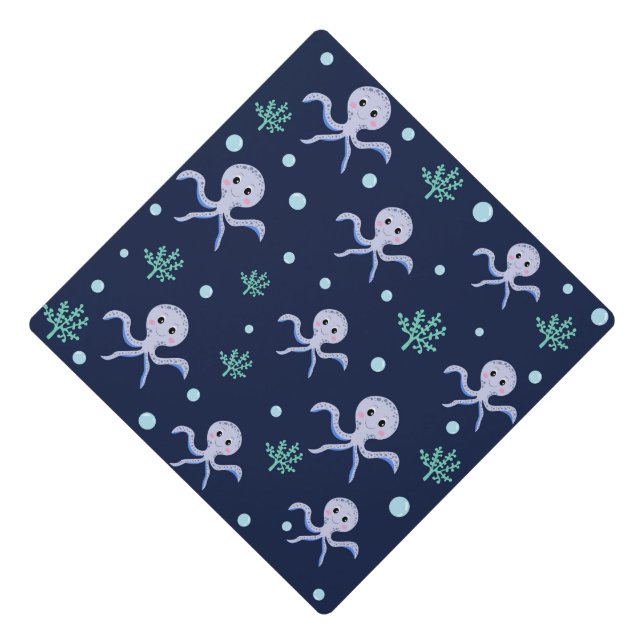 Octopus under the sea kids pattern graduation cap topper (Front)