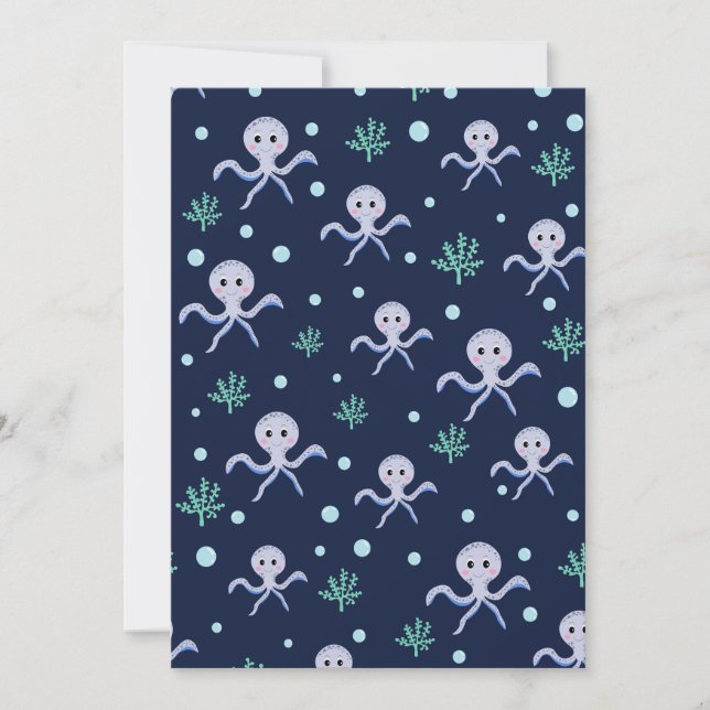 Octopus under the sea kids pattern invitation (Front)