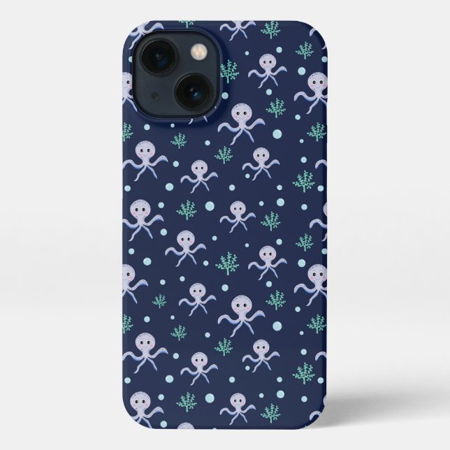Octopus under the sea kids pattern iPhone case (Back)