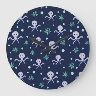 Octopus under the sea kids pattern large clock