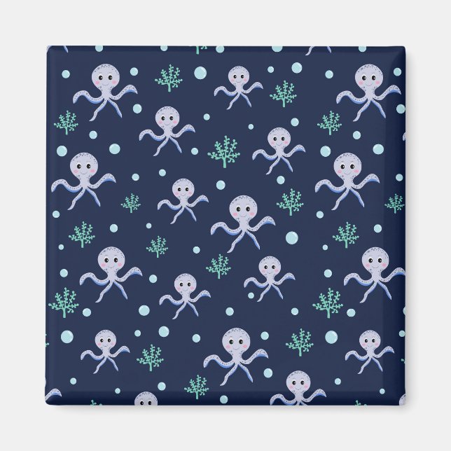 Octopus under the sea kids pattern magnet (Front)