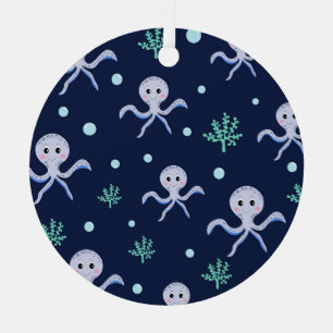 Octopus under the sea kids pattern metal ornament