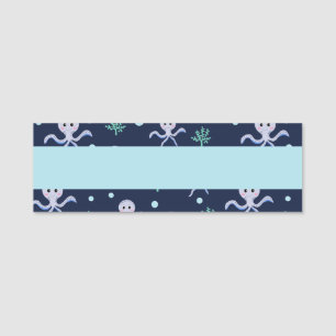 Octopus under the sea kids pattern name tag