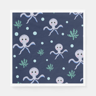 Octopus under the sea kids pattern napkin