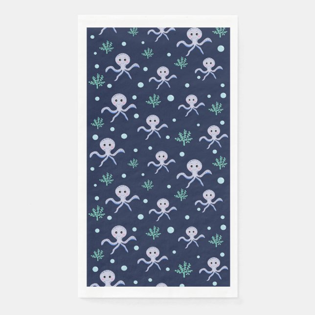 Octopus under the sea kids pattern napkin (Front)