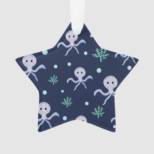 Octopus under the sea kids pattern ornament (Front)