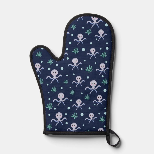 Octopus under the sea kids pattern oven mitt (Front)