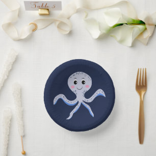 Octopus under the sea kids pattern paper plate
