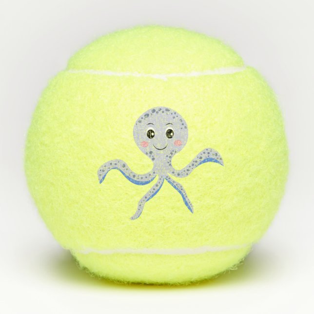 Octopus under the sea kids pattern tennis balls (Front)