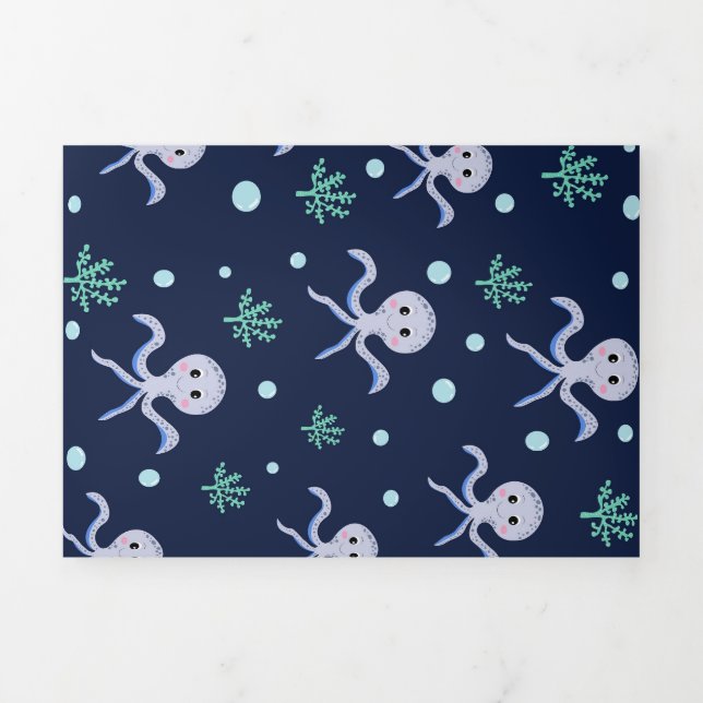 Octopus under the sea kids pattern Tri-Fold programme (Cover)