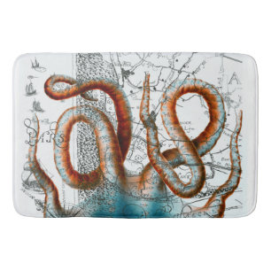 Octopus Vintage Map Bath Mat