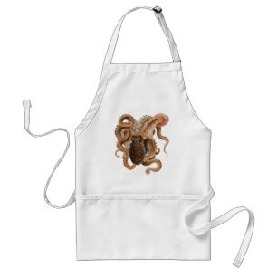 Octopus Vulgaris, Vintage Marine Life Animals Standard Apron