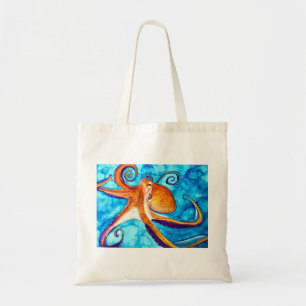 Octopus watercolor under the sea art tote bag