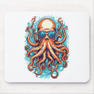 Octopus Wearing Sungles Mouse Pad