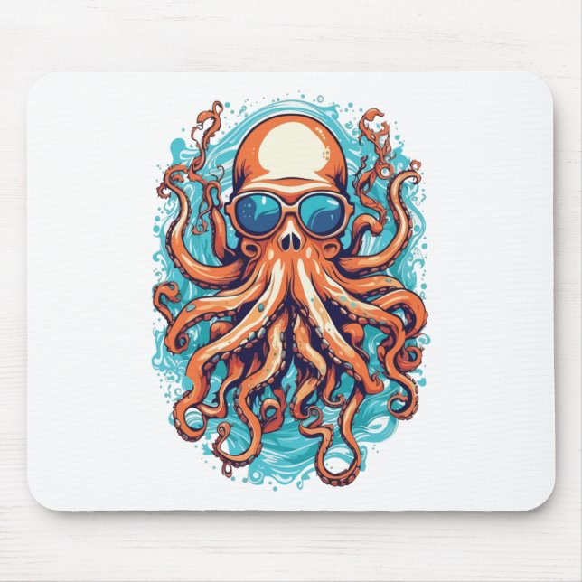 Octopus Wearing Sungles  Mouse Pad (Front)