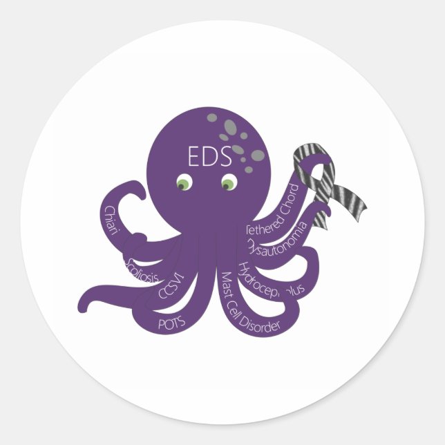 Octopus White Back Ground Classic Round Sticker (Front)