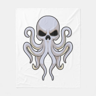 Octopus with 8 Arms & Skull Fleece Blanket