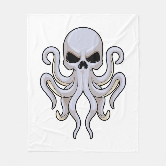 Octopus with 8 Arms & Skull Fleece Blanket (Front)