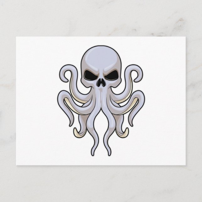Octopus with 8 Arms & Skull Postcard (Front)
