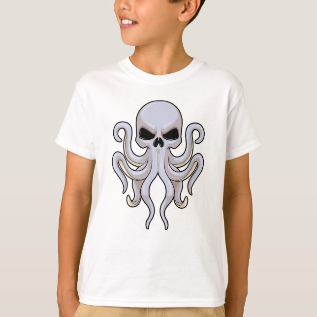 Octopus with 8 Arms & Skull T-Shirt (Front)