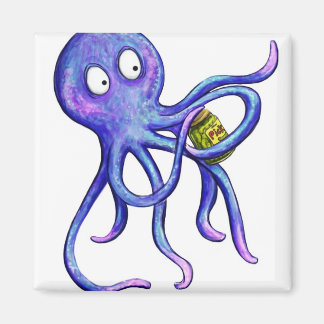 Octopus with a pickle jar magnet