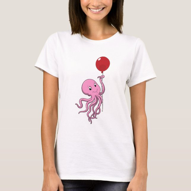 Octopus with Balloon T-Shirt (Front)